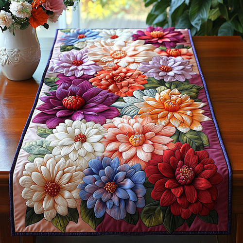 Colorful Dahlia Mix Quilted Table Runner NCU0NT5207