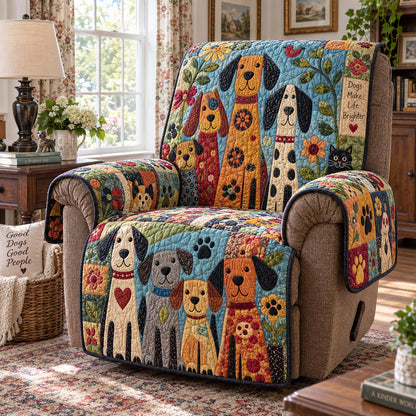 Colorful Dog Parade Quilted Sofa Cover NCU0DV10226