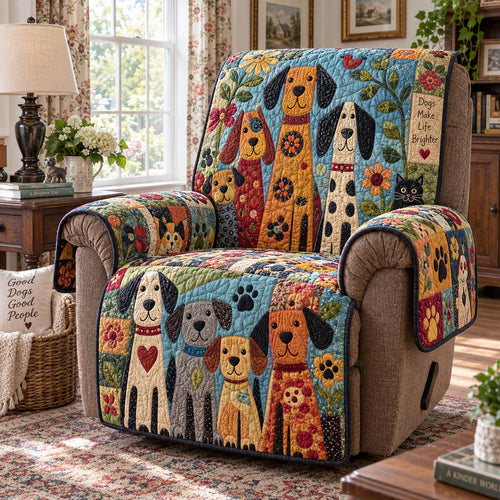 Colorful Dog Parade Quilted Sofa Cover NCU0DV10226