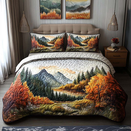 Colorful Fall Trail 3-Piece Quilted Bedding Set NCU0NT9347