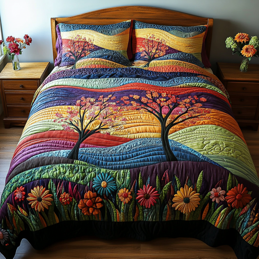 Colorful Field 3-Piece Quilted Bedding Set NCU0DV4059