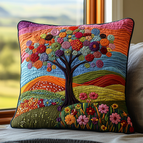 Colorful Flower Field Quilted Pillow Case NCU0DV4062