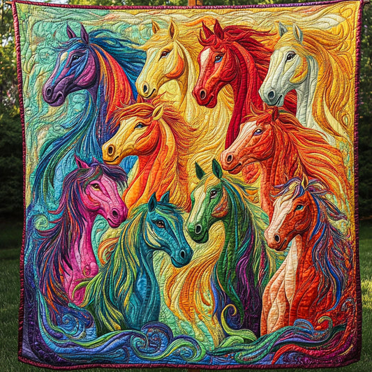 Colorful Gallop Quilted Blanket NCU0NT6495