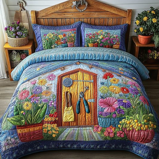 Colorful Garden 3-Piece Quilted Bedding Set NCU0VL2169