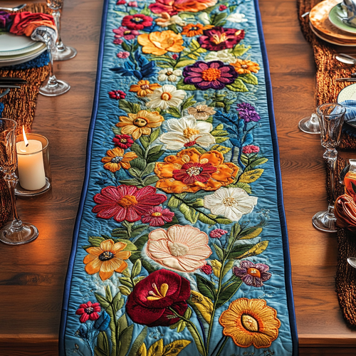 Colorful Garden Quilted Table Runner NCU0VH4173