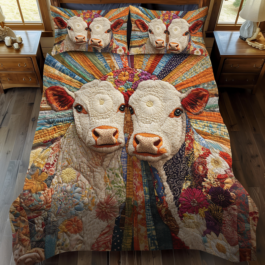 Colorful Grazers 3-Piece Quilted Bedding Set NCU0VH1487