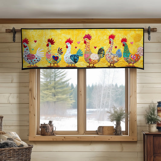 Colorful Hearts Chickens Quilted Valance NCU0NT5173