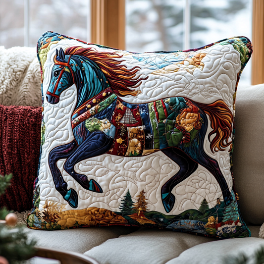 Colorful Horse Quilted Pillow Case NCU0DV1956