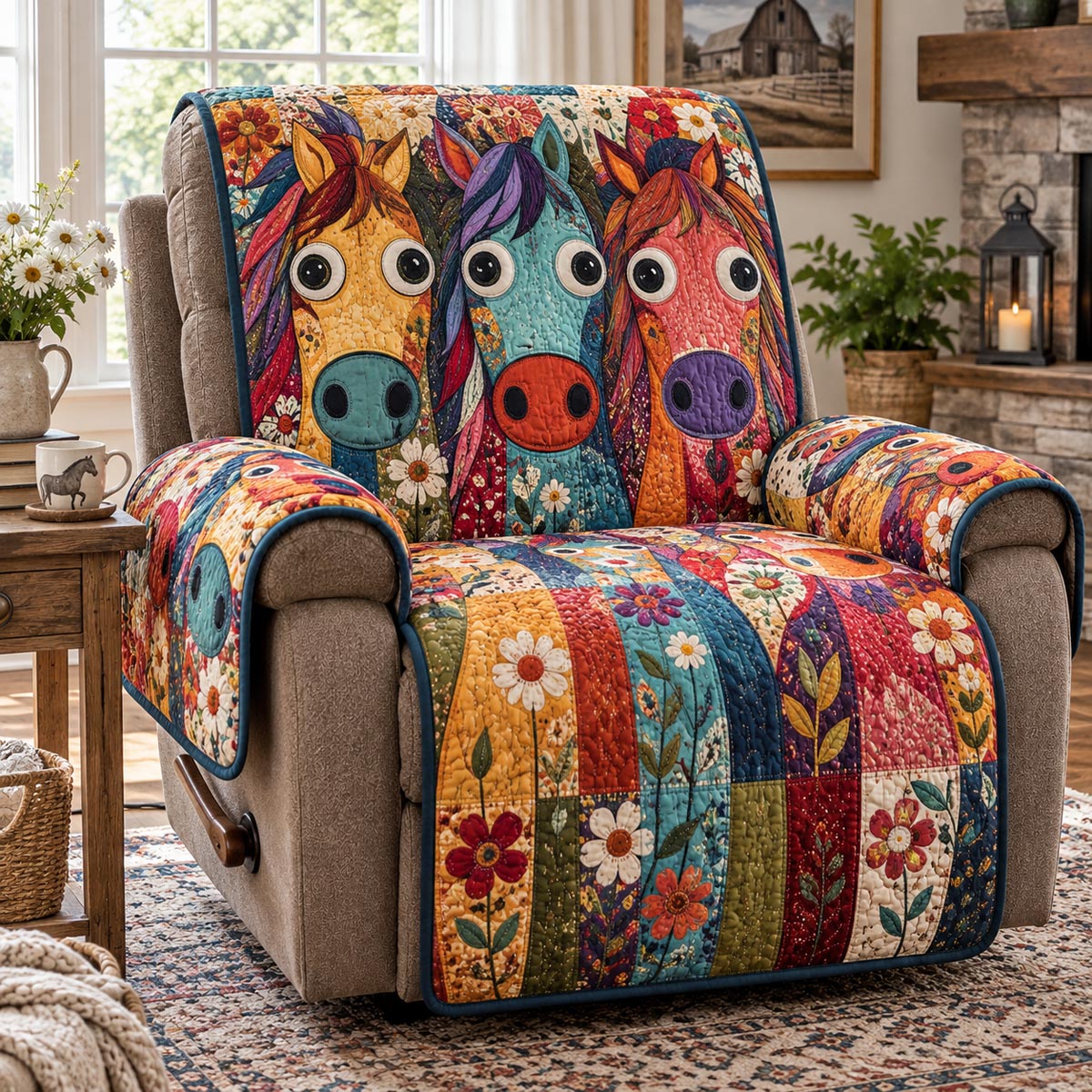 Colorful Horse Squad Quilted Sofa Cover NCU0DV10411