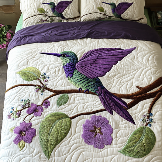 Colorful Hummingbird 3-Piece Quilted Bedding Set NCU0VH4606