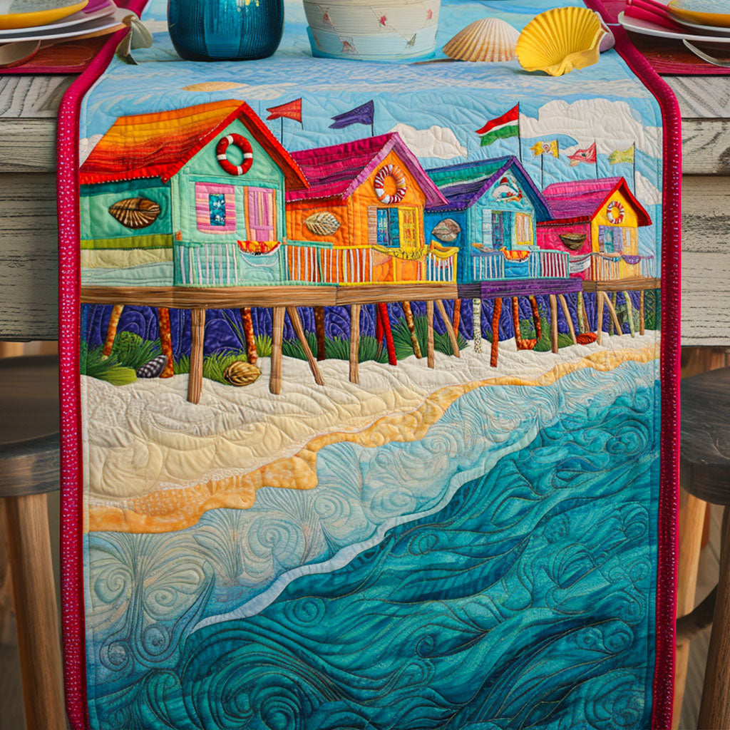 Colorful Huts Quilted Table Runner NCU0NT6487