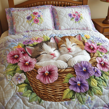 Colorful Kittens 3-Piece Quilted Bedding Set NCU0NT5435