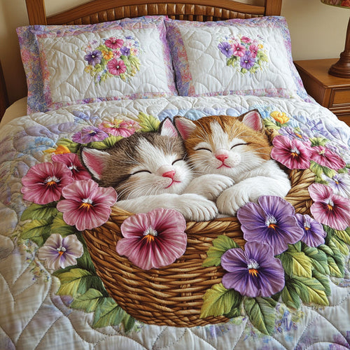 Colorful Kittens 3-Piece Quilted Bedding Set NCU0NT5435