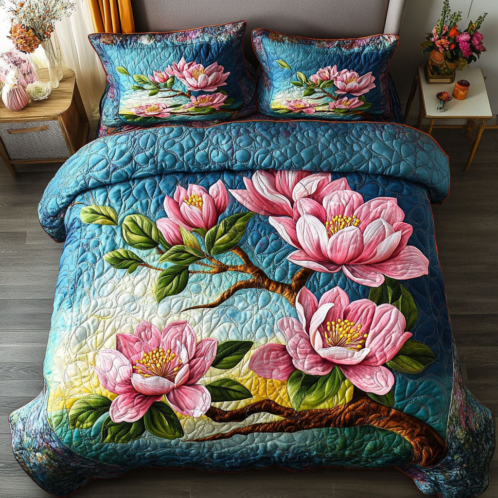 Colorful Magnolia Garden 3-Piece Quilted Bedding Set NCU0NT6640