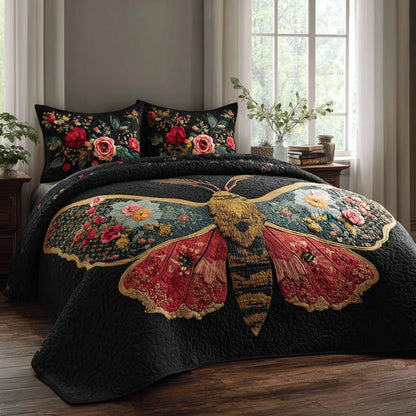 Colorful Moth 3-Piece Quilted Bedding Set NCU0VL3750