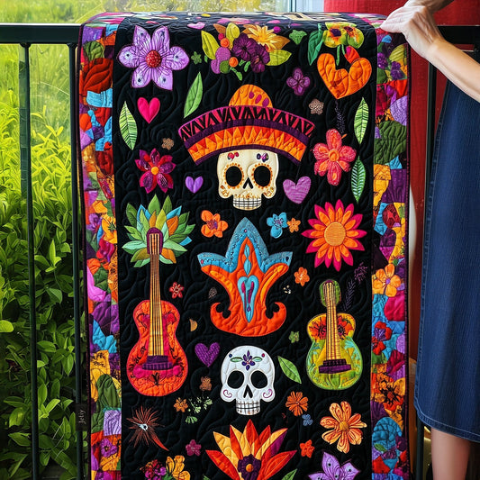 Colorful Muertos Christmas Quilted Table Runner NCU0PT2094