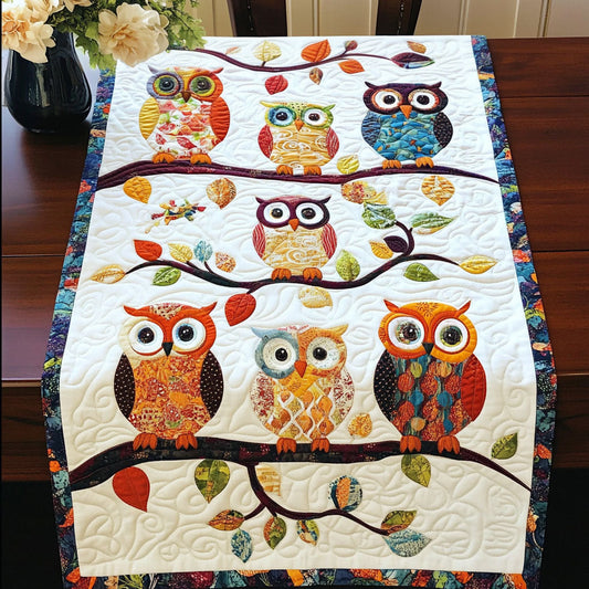 Colorful Owl Family Quilted Table Runner NCU0NT4145