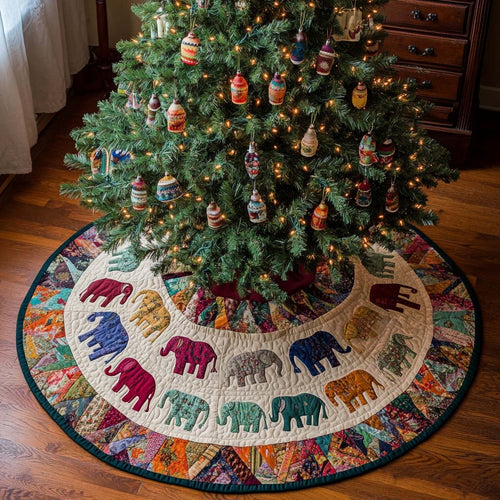 Colorful Parade Christmas Quilted Tree Skirt NCU0NT2232