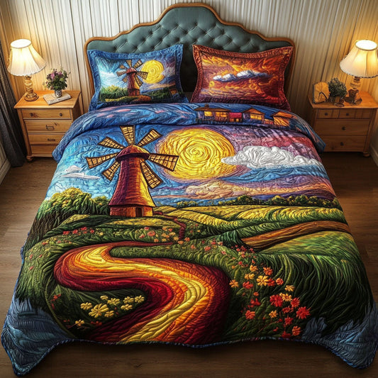 Colorful Paths 3-Piece Quilted Bedding Set NCU0NT5451