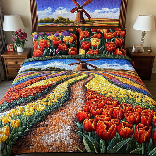 Colorful Pathway 3-Piece Quilted Bedding Set NCU0PT6355