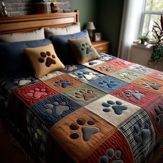 Colorful Paw 3-Piece Quilted Bedding Set NCU0NT11678