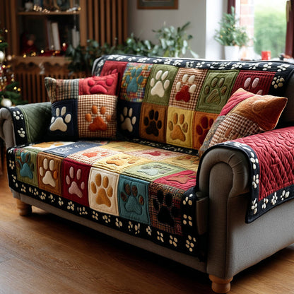 Colorful Paw Patchwork Quilted Sofa Cover NCU0TV871