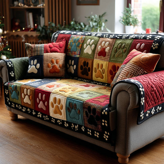 Colorful Paw Patchwork Quilted Sofa Cover NCU0TV871