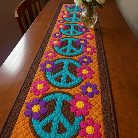 Colorful Peace Quilted Table Runner NCU0NT5327