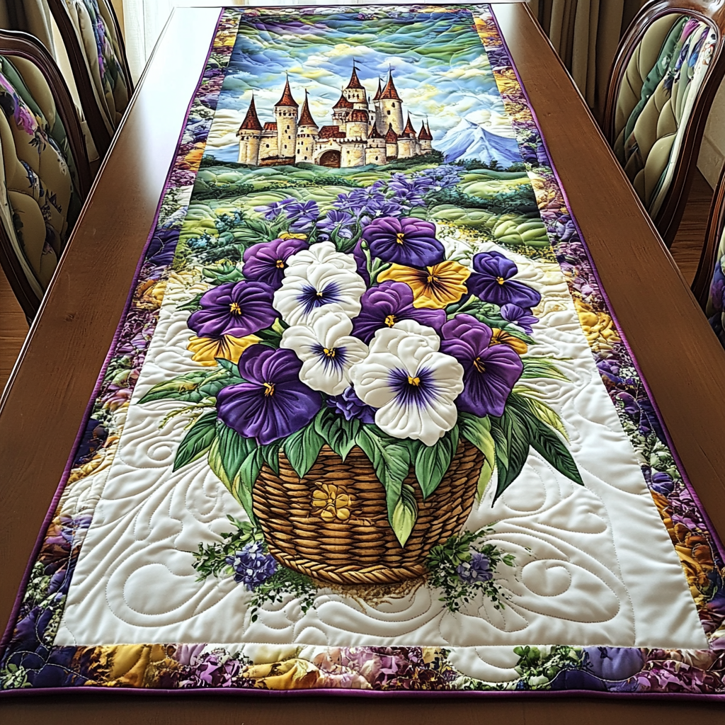 Colorful Petals Quilted Table Runner NCU0DK7096