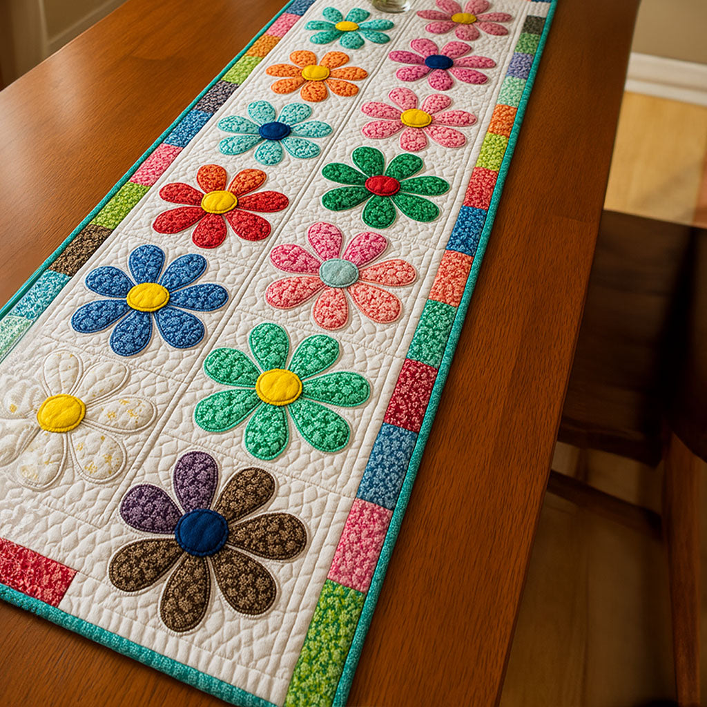 Colorful Petals Quilted Table Runner NCU0NT5379