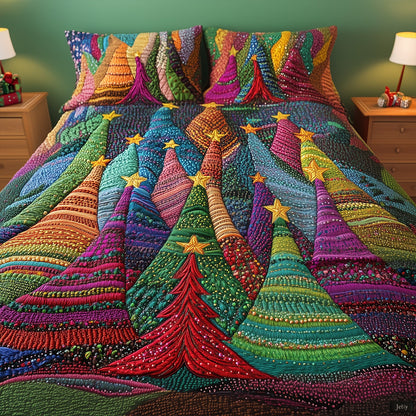 Colorful Pinescape 3-Piece Quilted Bedding Set NCU0PT2105