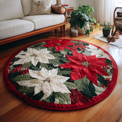 Colorful Poinsettias Quilted Round Mat NCU0HH275
