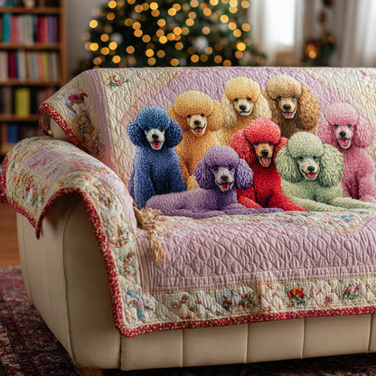 Colorful Poodle Family Quilted Sofa Cover NCU0HH1282