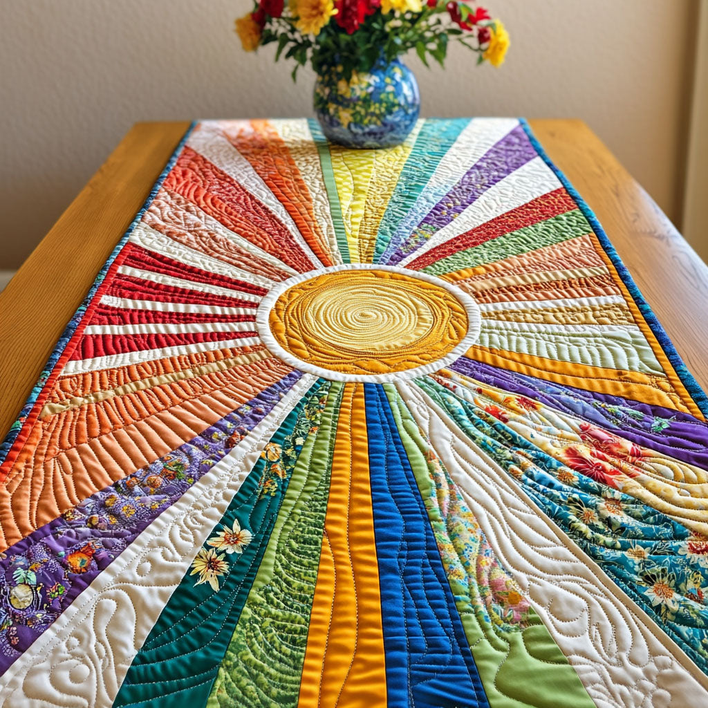 Colorful Rays Quilted Table Runner NCU0NT3428