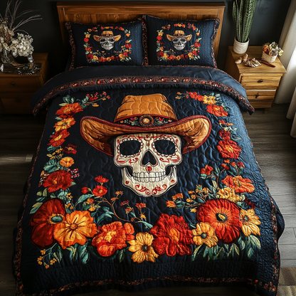 Colorful Skull 3-Piece Quilted Bedding Set NCU0DK9255