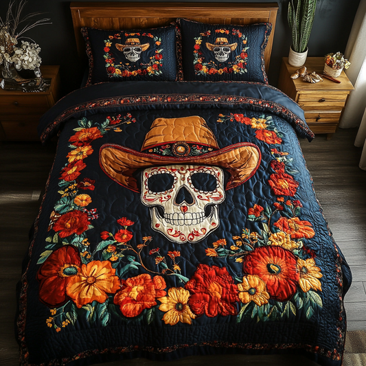 Colorful Skull 3-Piece Quilted Bedding Set NCU0DK9255