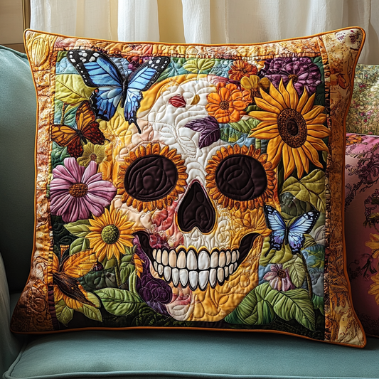 Colorful Skull Accent Quilted Pillow Case NCU0TL1859