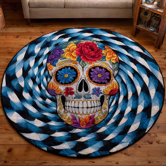 Colorful Skull Quilted Round Mat NCU0NT9924