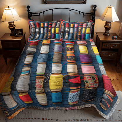 Colorful Spools 3-Piece Quilted Bedding Set NCU0TH1296