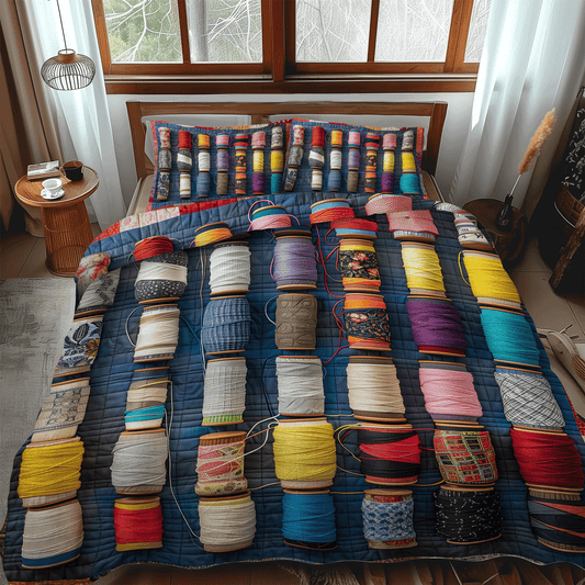 Colorful Spools 3-Piece Quilted Bedding Set NCU0TH1296