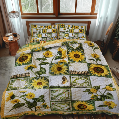 Colorful Sunflowers 3-Piece Quilted Bedding Set NCU0VL214