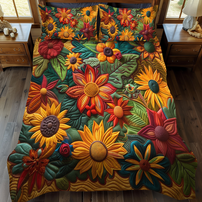 Colorful Sunflowers 3-Piece Quilted Bedding Set NCU0VL330