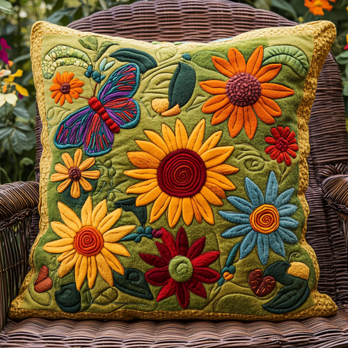 Colorful Sunflowers Quilted Pillow Case NCU0VL351