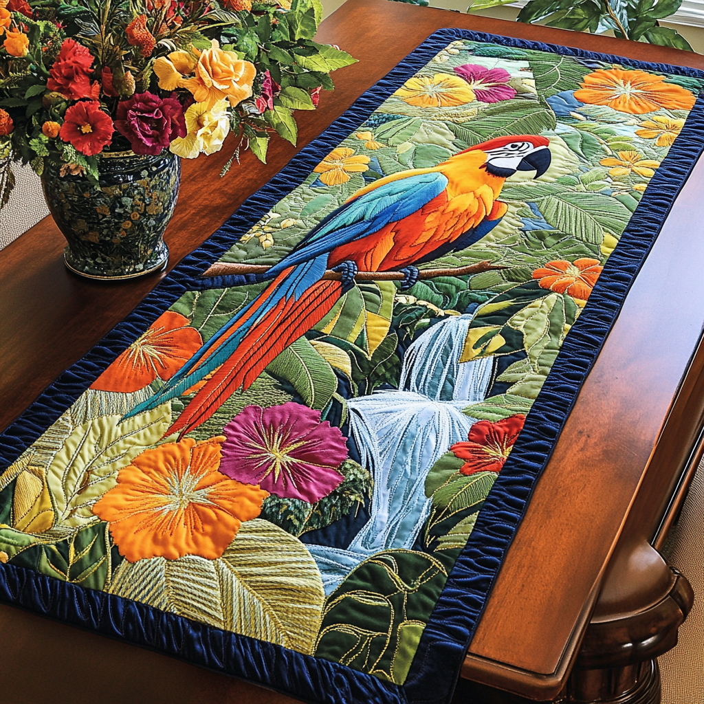 Colorful Tropics Quilted Table Runner NCU0VL1885