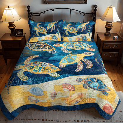 Colorful Turtle Expedition 3-Piece Quilted Bedding Set NCU0TH1354