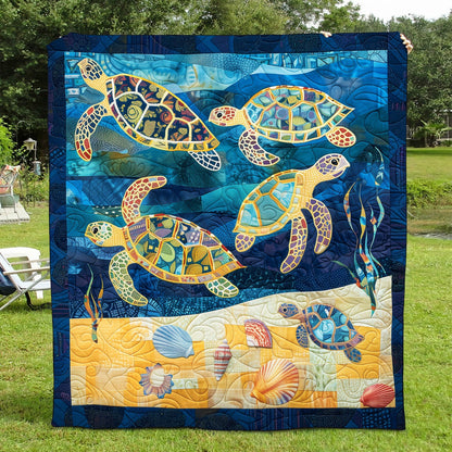Colorful Turtle Expedition Quilted Blanket NCU0TH1192