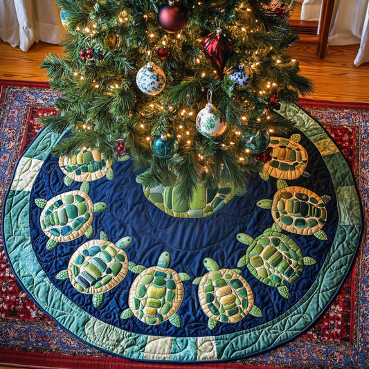 Colorful Turtles Christmas Quilted Tree Skirt NCU0NT1959