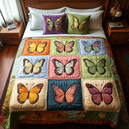 Colorful Wing Mosaic 3-Piece Quilted Bedding Set NCU0NT3278