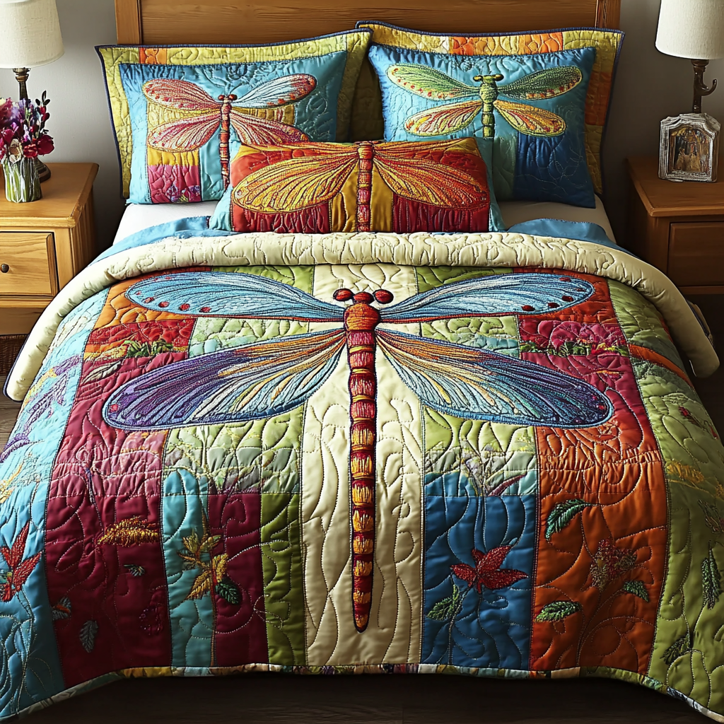 Colorful Wings 3-Piece Quilted Bedding Set NCU0VH4073
