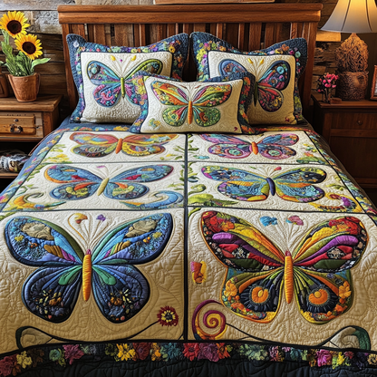 Colorful Wings 3-Piece Quilted Bedding Set NCU0VL1639